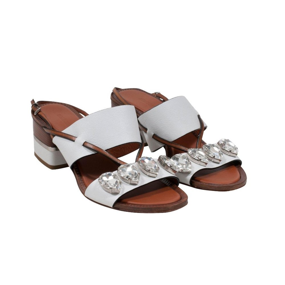 White Crystal Embellished Sandals